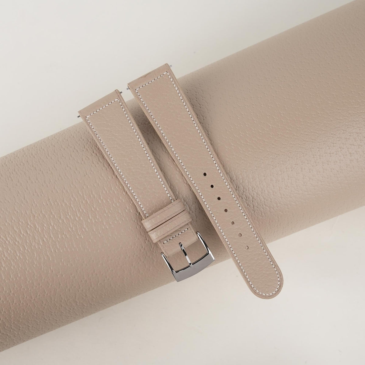 beige peccary leather watch strap