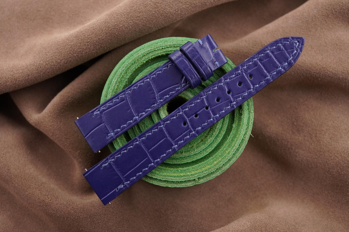 navy blue alligator leather watch strap
