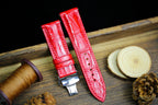 bright red alligator leather watch strap