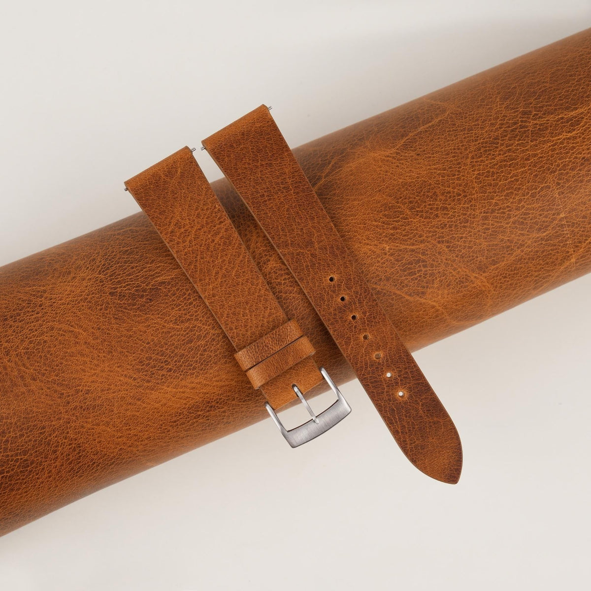 golden brown waxed leather watch strap