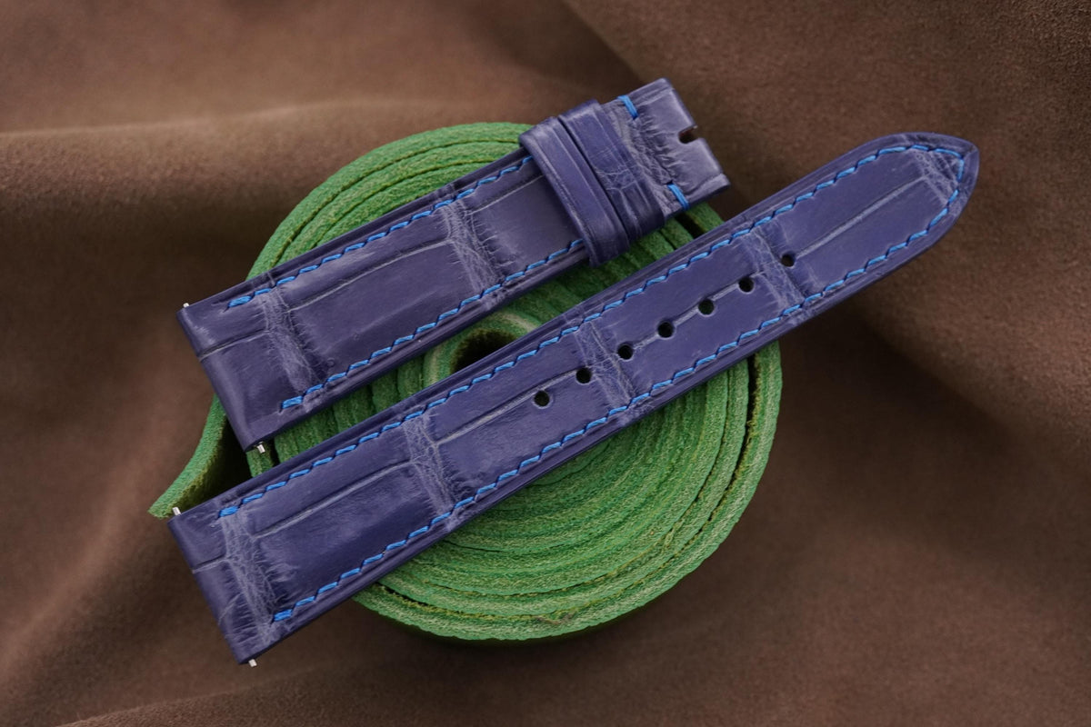 light blue alligator leather watch strap