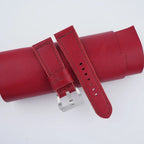 red vachetta leather watch strap