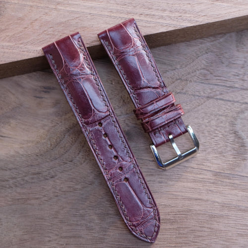 burgundy alligator leather watch strap