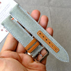 sage green canvas leather watch strap
