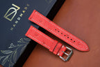 orange red ostrich leather watch strap