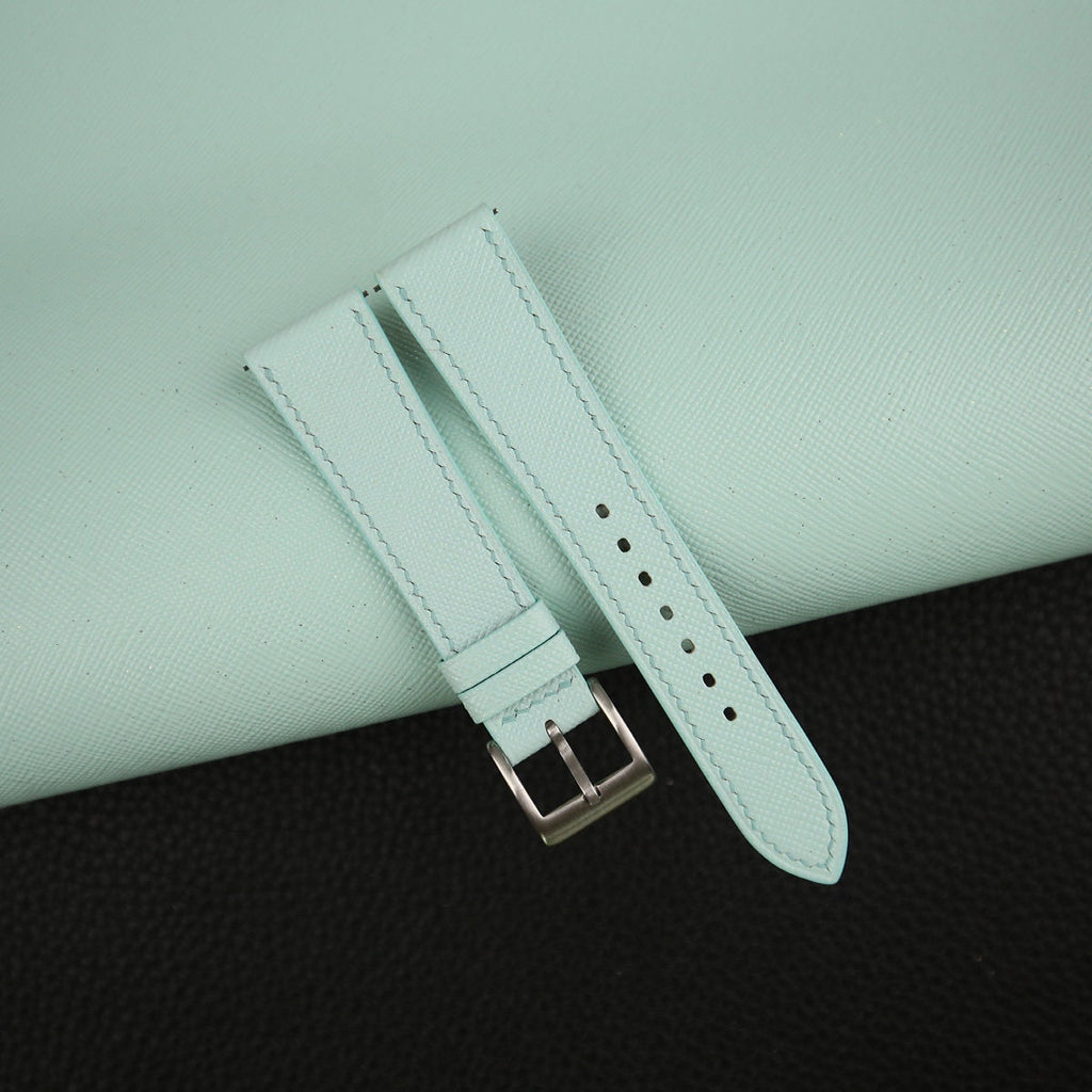 turquoise blue saffiano leather watch strap