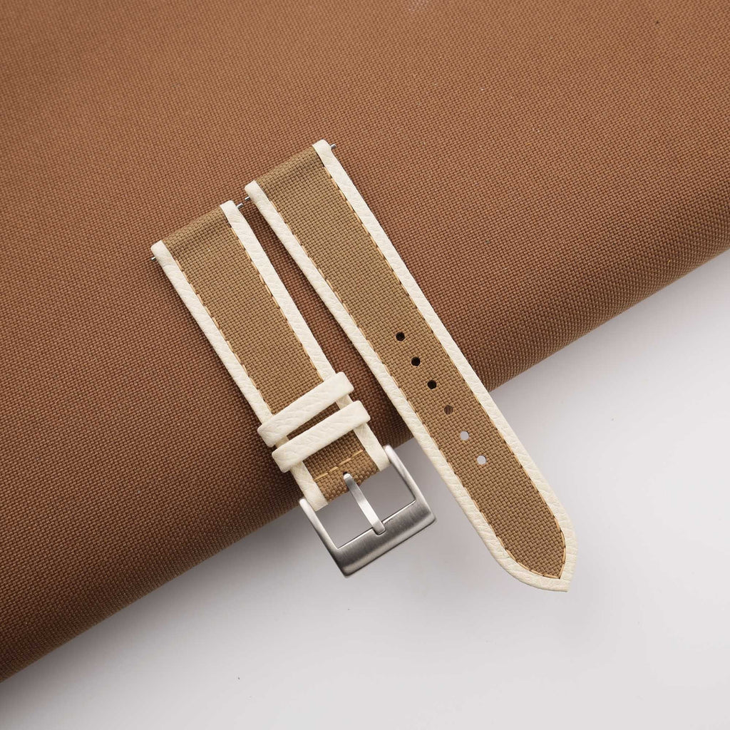 brown & white epsom leather watch strap
