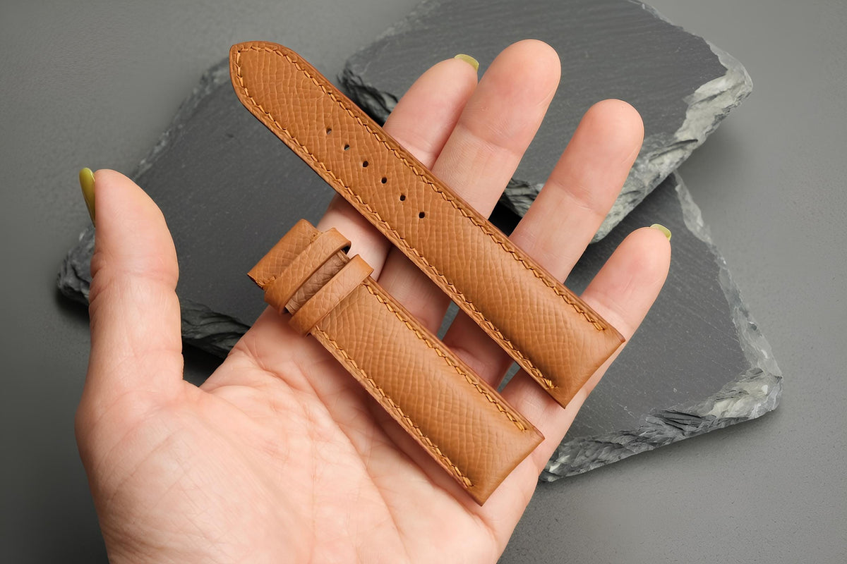tan epsom leather watch strap