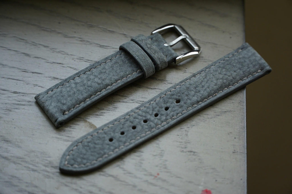 dark gray nubuck leather watch strap
