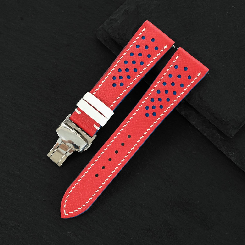red & black epsom leather watch strap