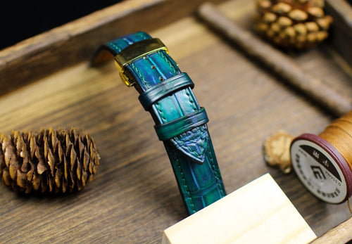 aqua green alligator leather watch strap