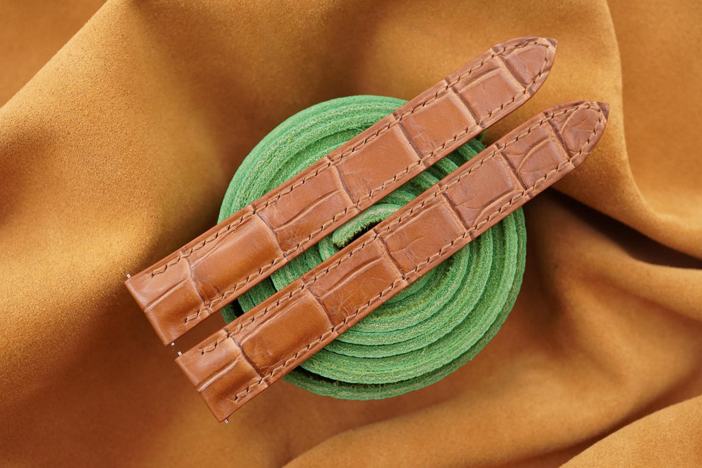 honey brown alligator leather watch strap