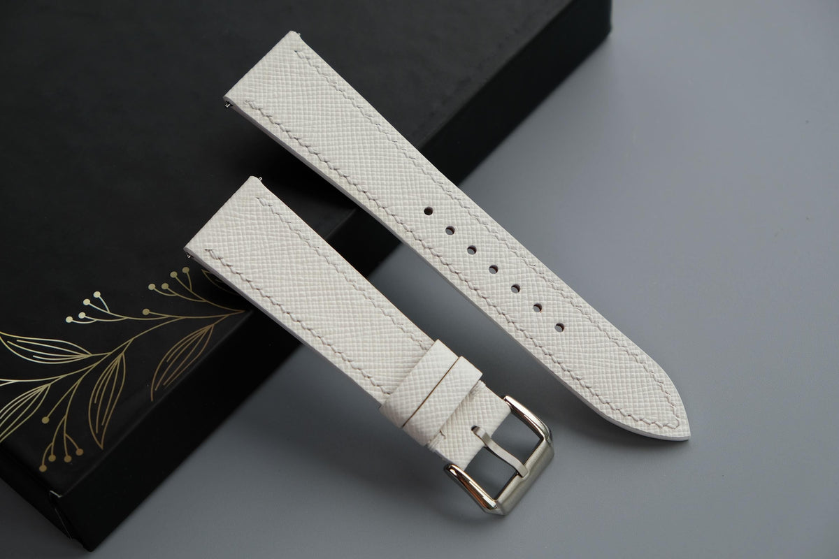 white saffiano leather watch strap