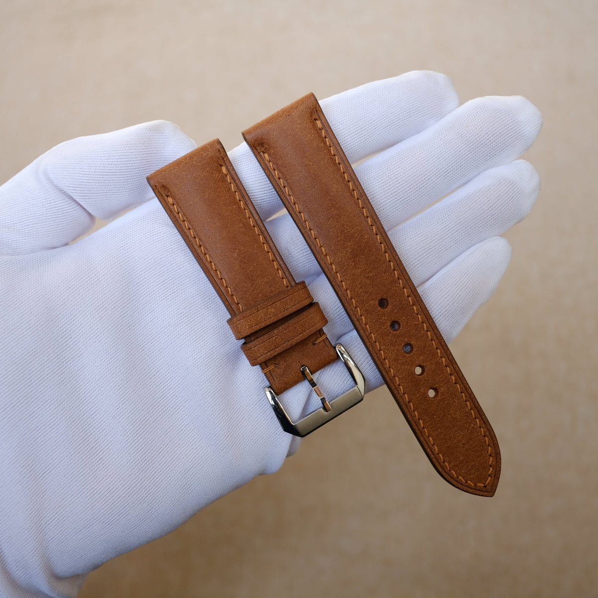 brown & tan pueblo leather watch strap