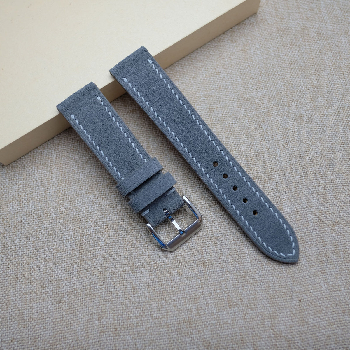 grey suede leather watch strap