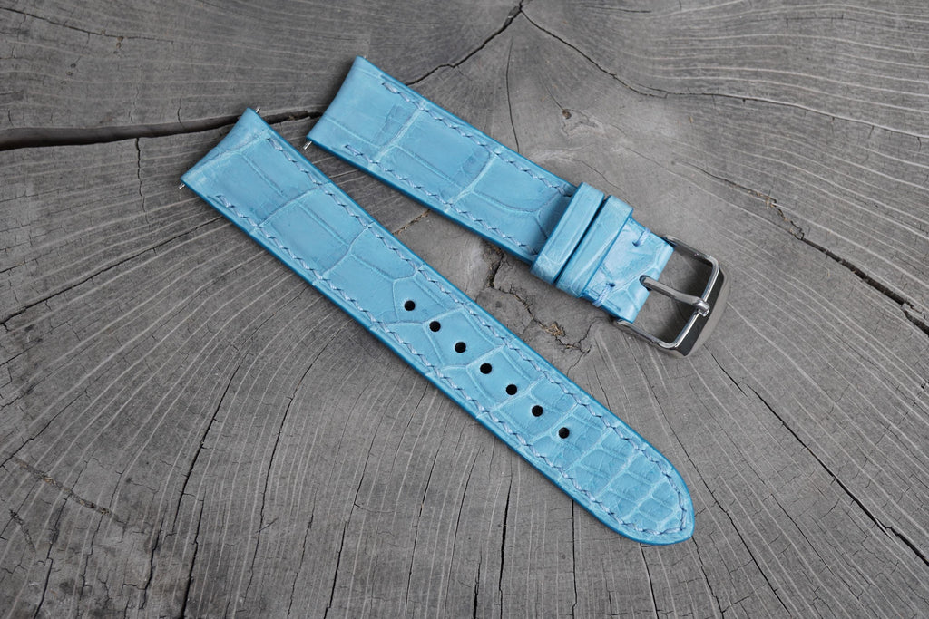baby blue alligator leather watch strap