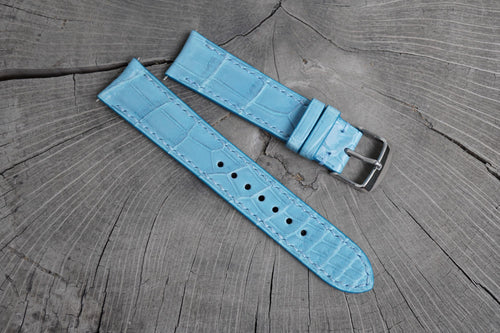 baby blue alligator leather watch strap