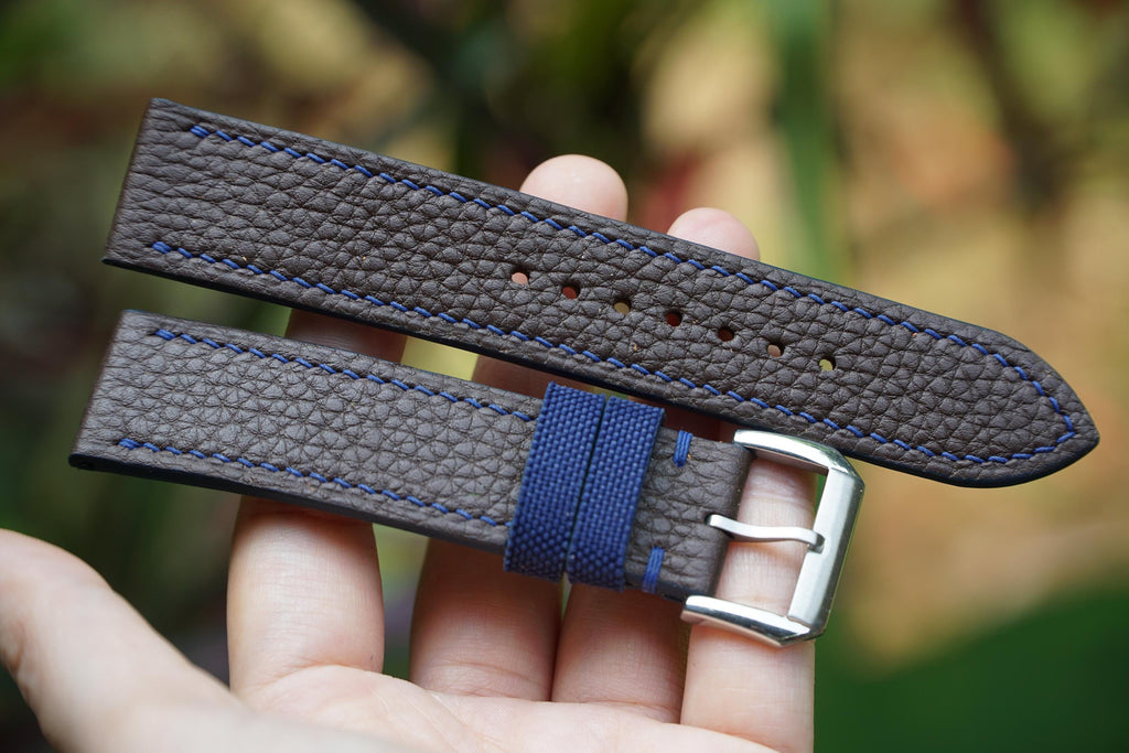 brown togo leather watch strap