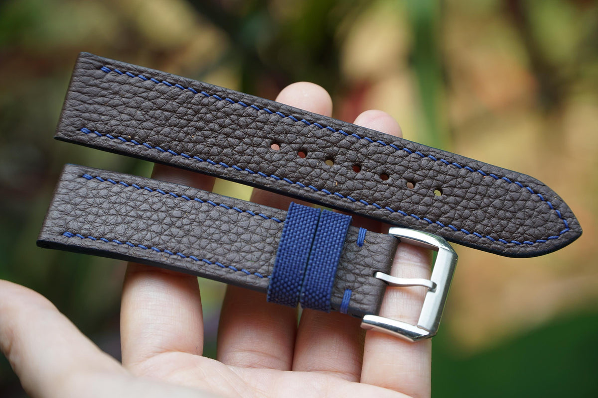 brown togo leather watch strap