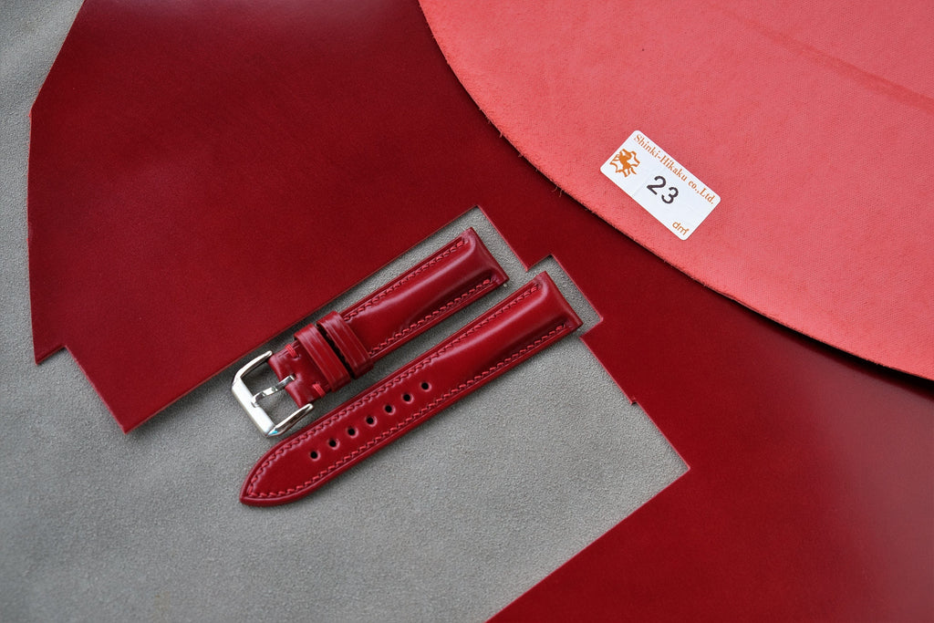 red shell cordovan leather watch strap