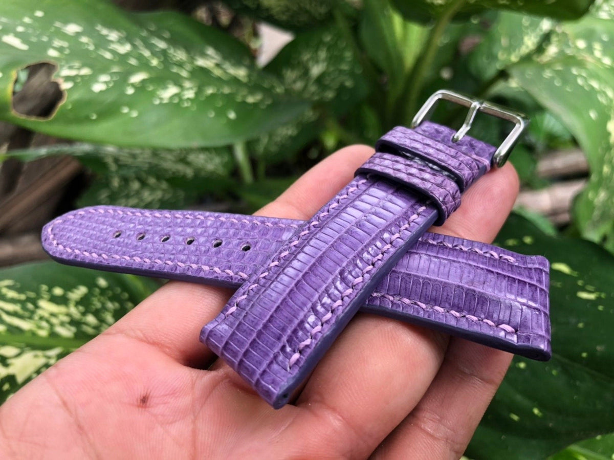 purple lizard leather watch strap