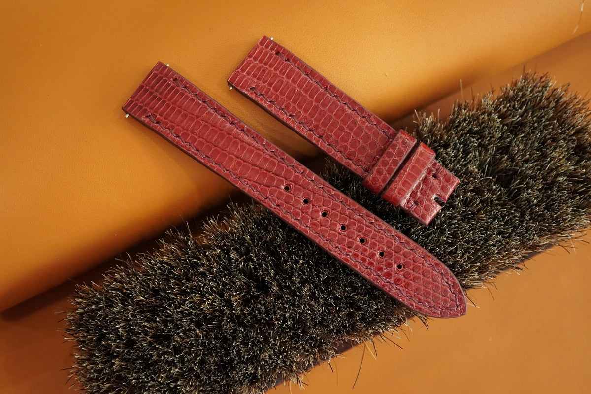 red lizard leather watch strap