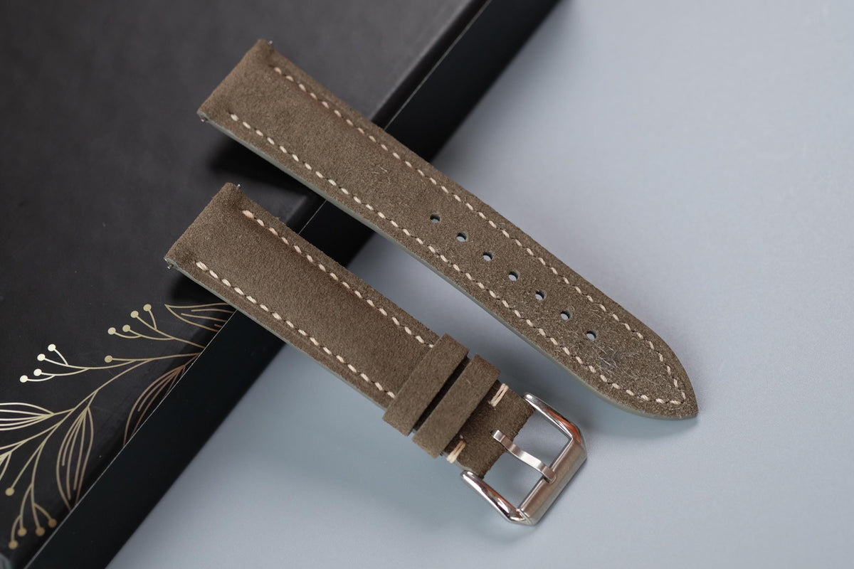 gray suede leather watch strap