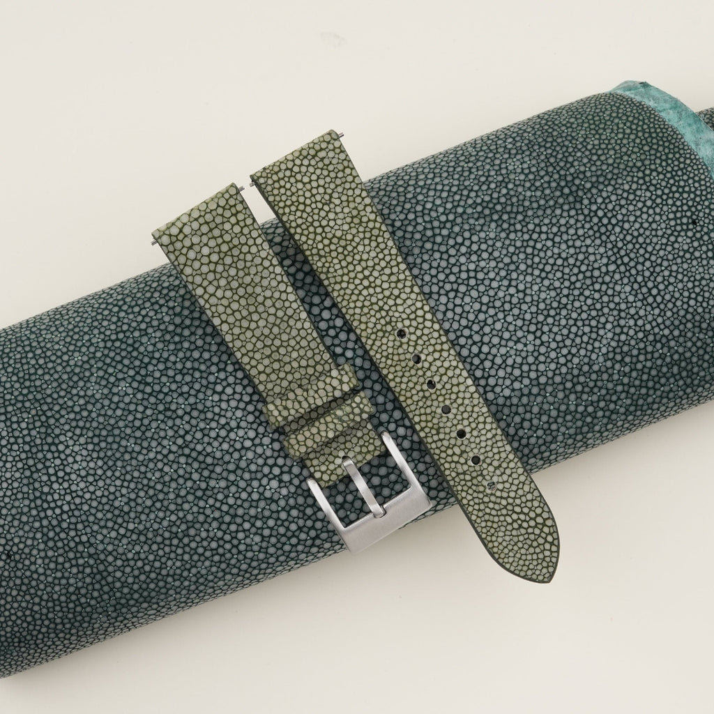 moss green stingray leather watch strap