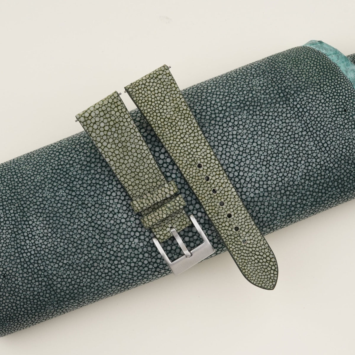 moss green stingray leather watch strap