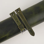 olive waxed leather watch strap