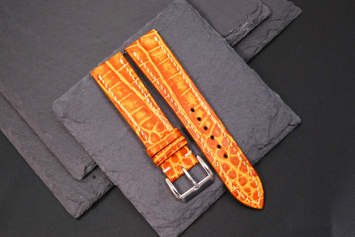 patina orange alligator leather watch strap