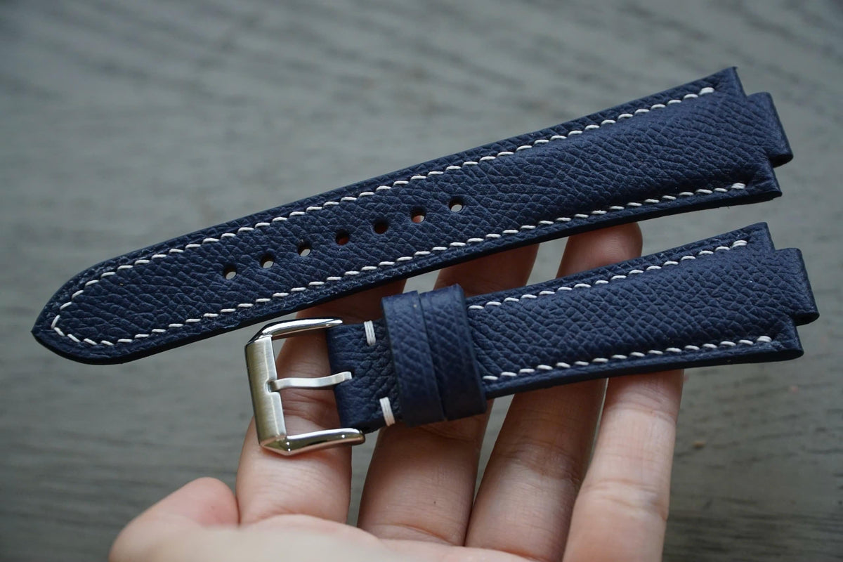 navy blue epsom leather watch strap
