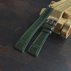 dark green shell cordovan leather watch strap