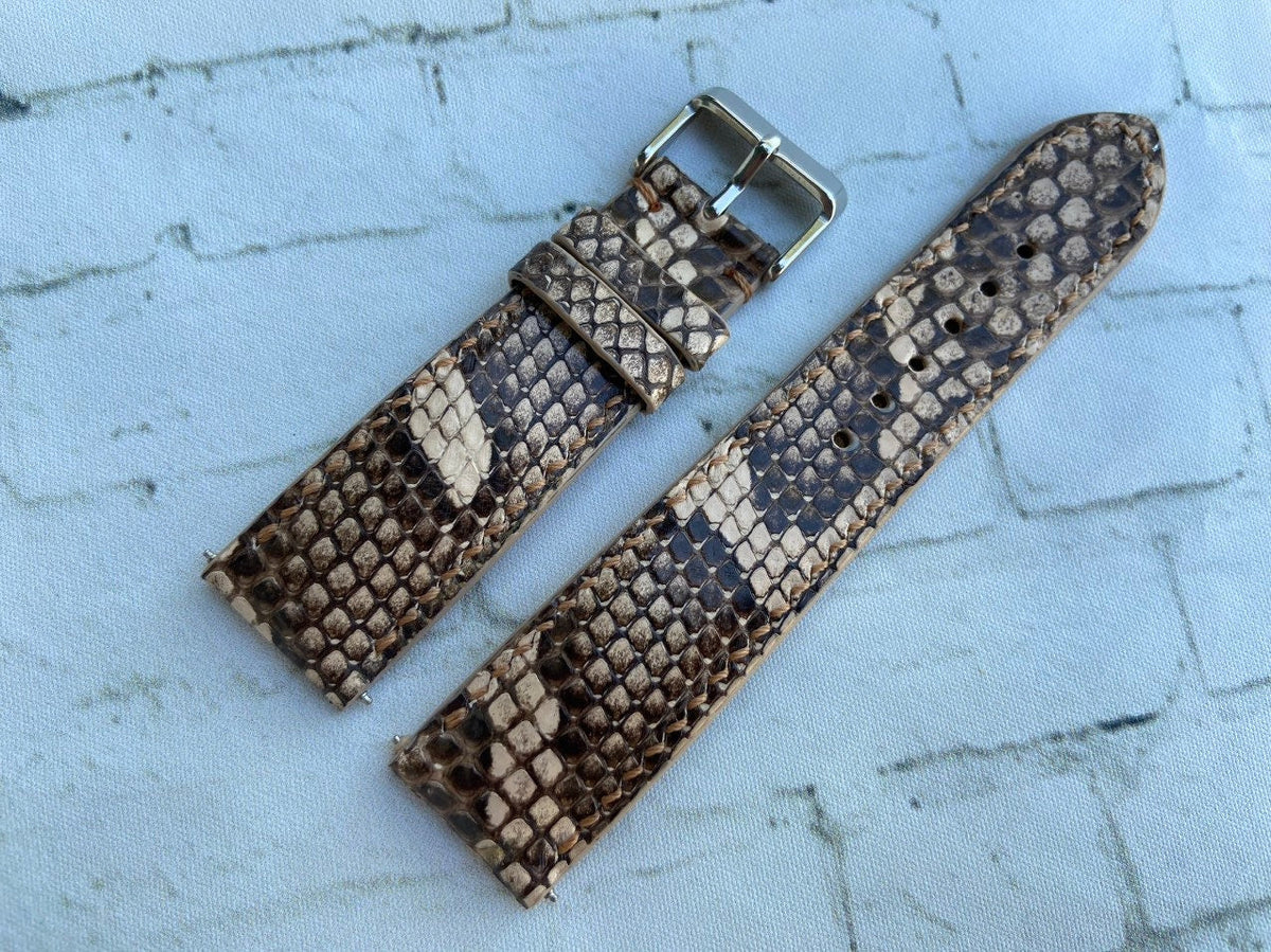 gray python leather watch strap