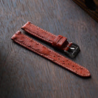 wine red ostrich leather watch strap