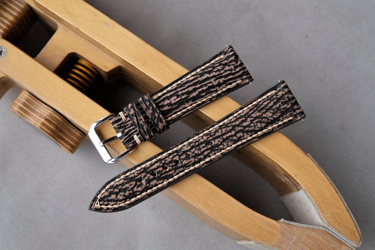 gray brown shark leather watch strap