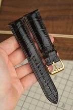 dark brown & chocolate alligator leather watch strap