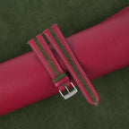 red & forest green suede leather watch strap