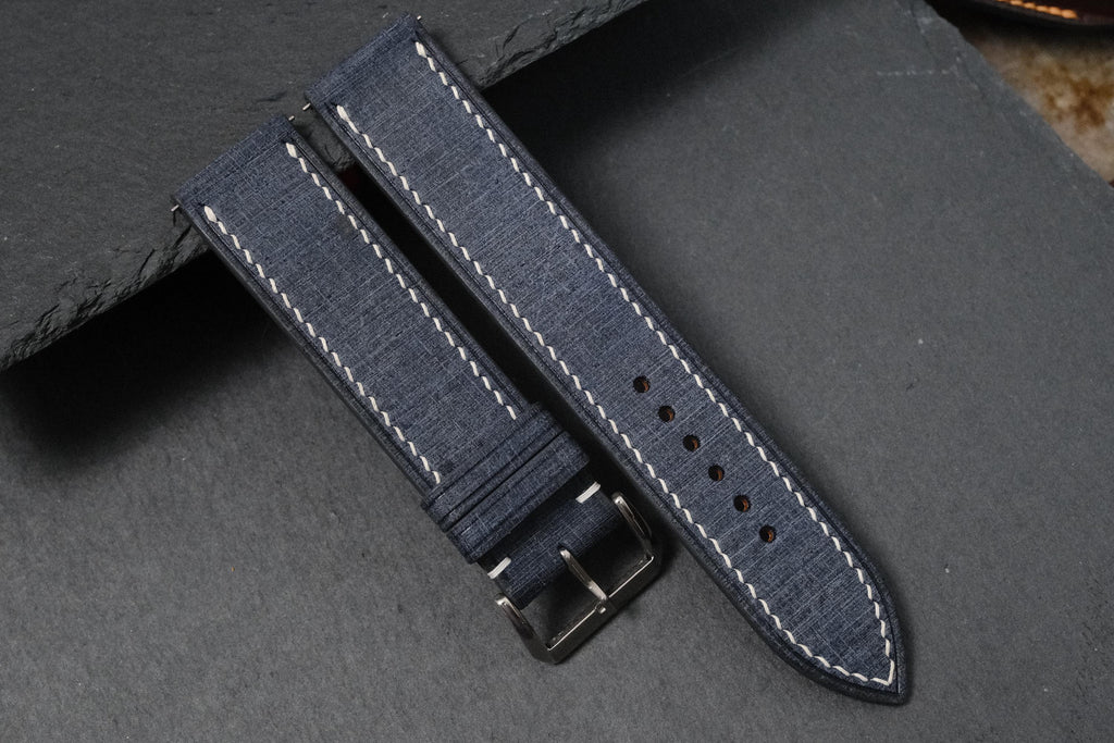 blue gray & black babele leather watch strap