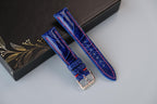 blue ostrich leather watch strap