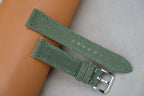 moss green canvas leather watch strap