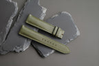 green waxed leather watch strap