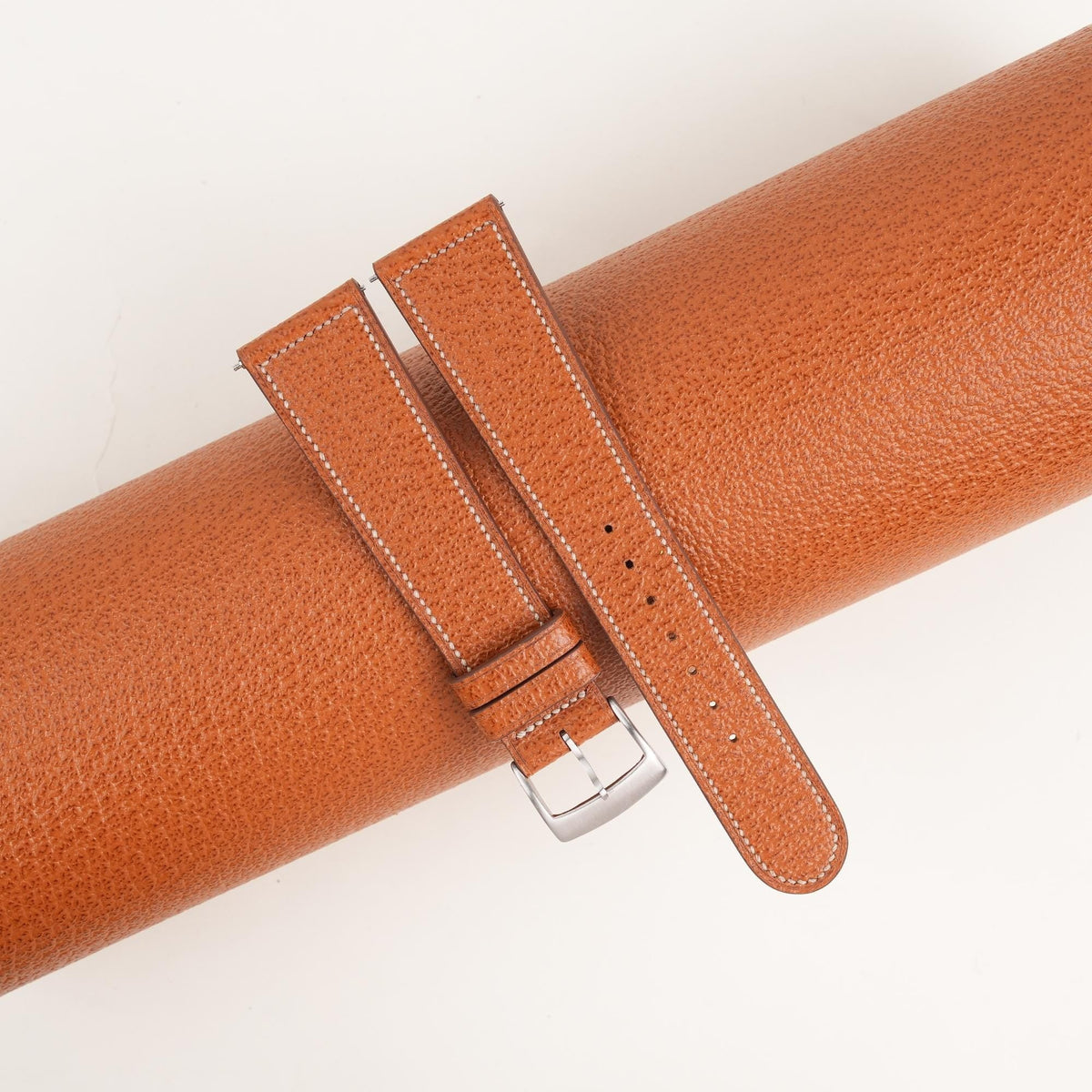 cognac peccary leather watch strap
