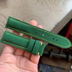 green sailcloth rubber leather watch strap