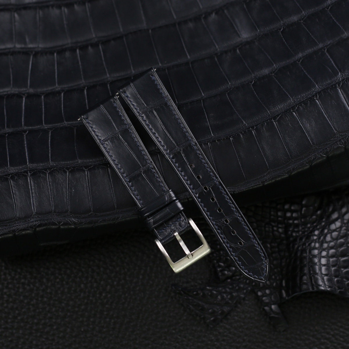 midnight blue alligator leather watch strap