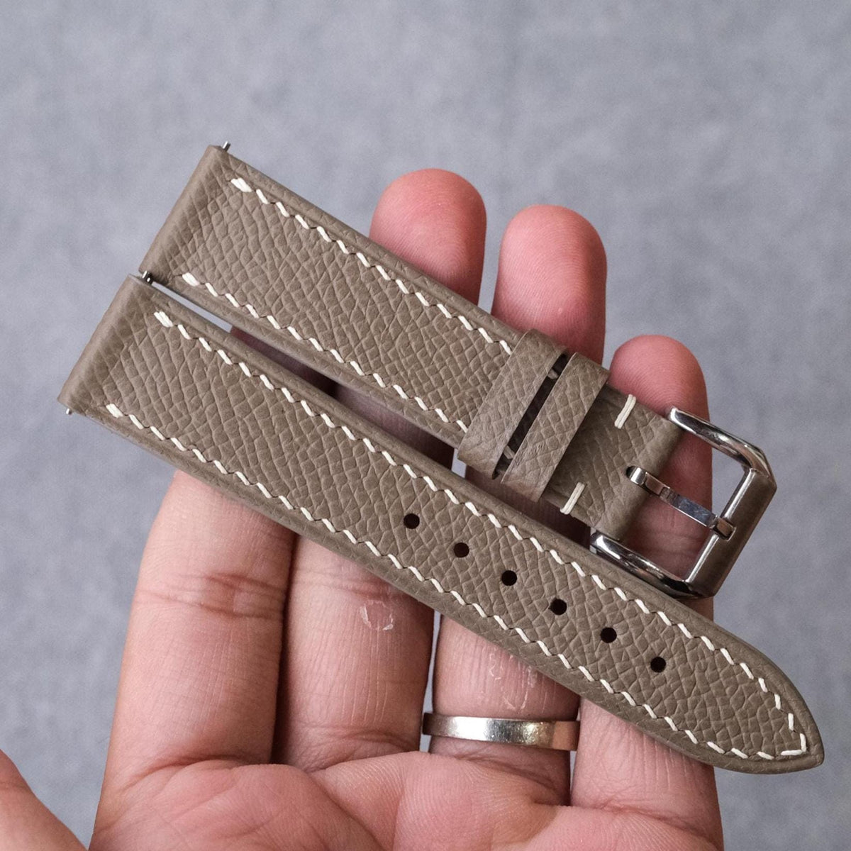 taupe epsom leather watch strap