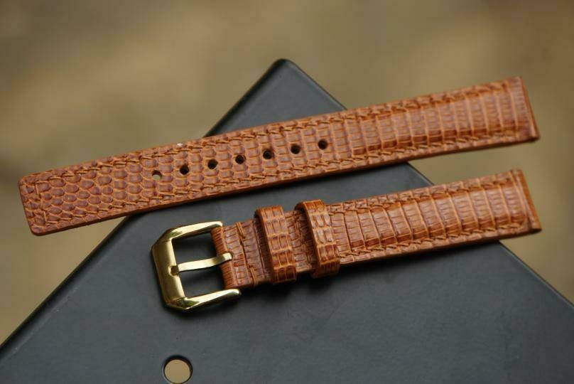tan lizard leather watch strap