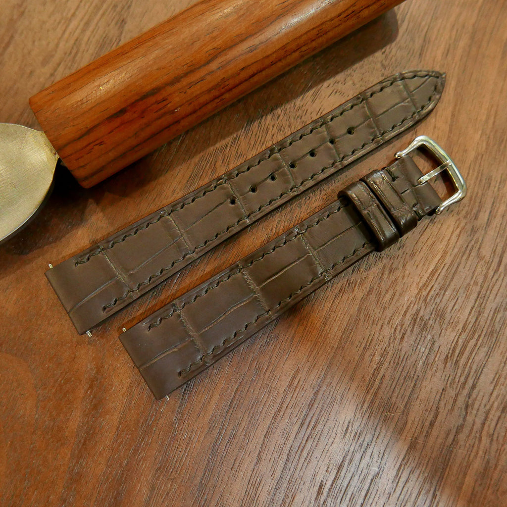 brown alligator leather watch strap