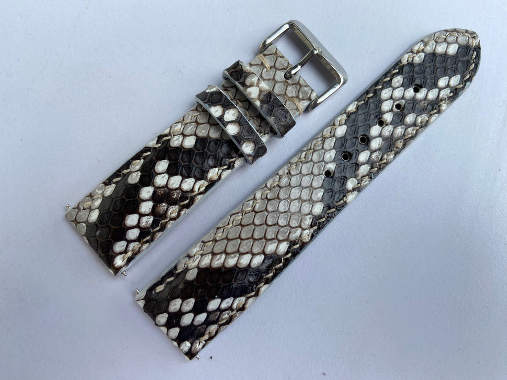 black gray python leather watch strap