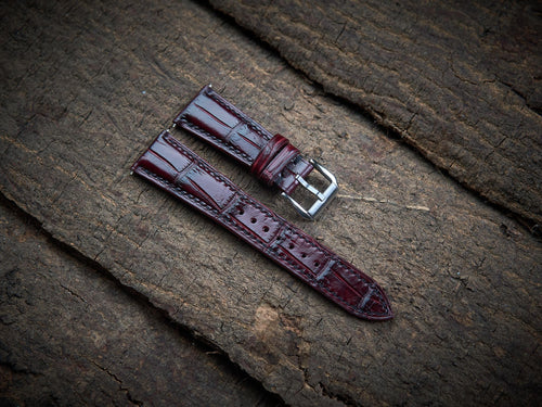 bordeaux alligator leather watch strap